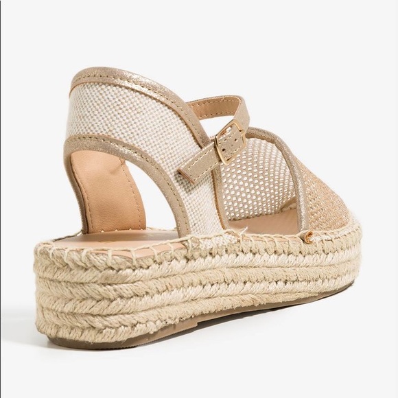 Gold mesh Espadrille Platform Sandal - Picture 3 of 3